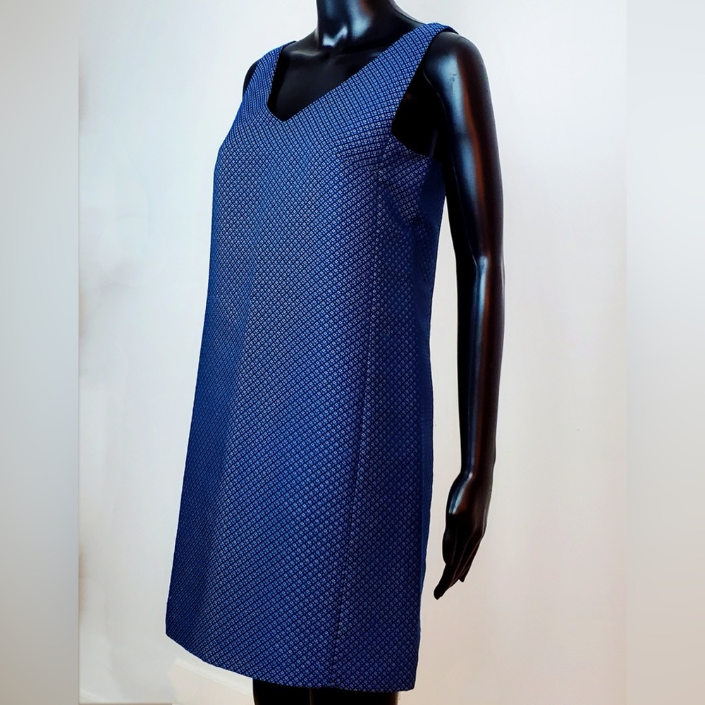 Club Monaco Diamond 3D Print Shift Midi Dress Dark Blue Black New